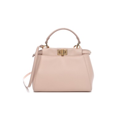 FENDI FF NAPPA MINI PEEKABOO ICONIC SATCHEL BLACK (23*18*11cm) 